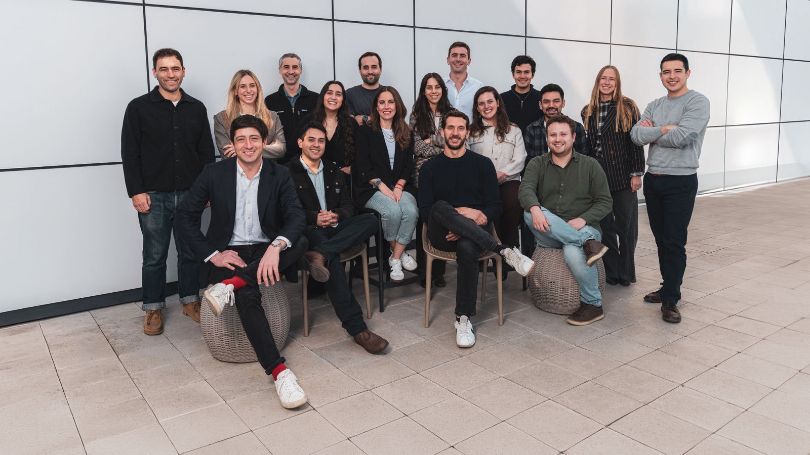 The Magnar team, gathered in front of the office facade.